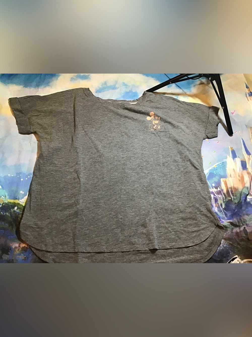 Walt disney world 50th anniversary woman’s gray t-shirt rose gold castle size XL